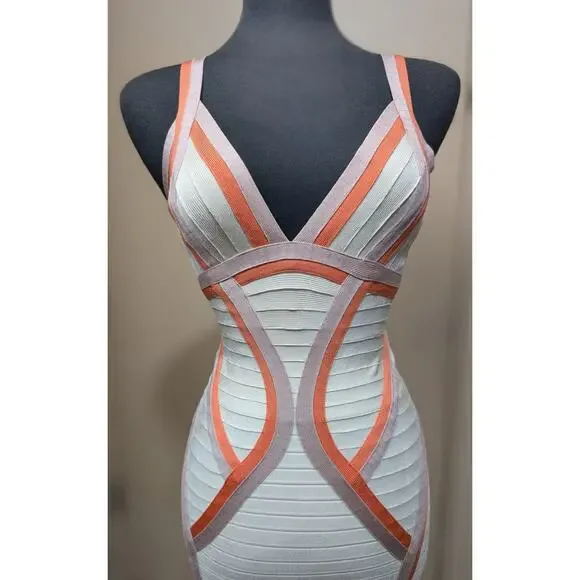 Authentic Herve Leger Sexy Bandage Dress Stretch Cocktail Sz SMALL Orig $1790 - Picture 2 of 6